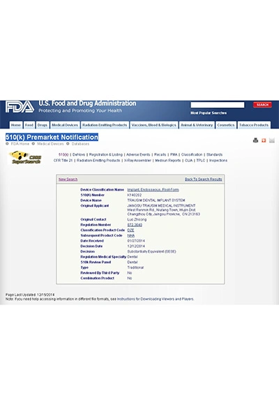 FDA 510(k) de Trausim